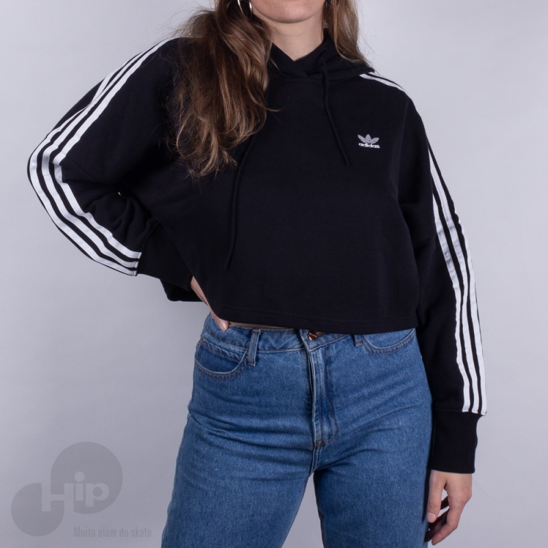 Moletom Cropped Adidas Ed7554 Preto