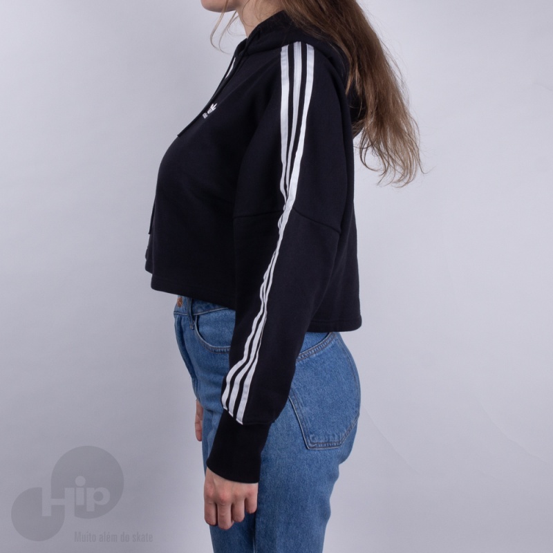 Moletom Cropped Adidas Ed7554 Preto