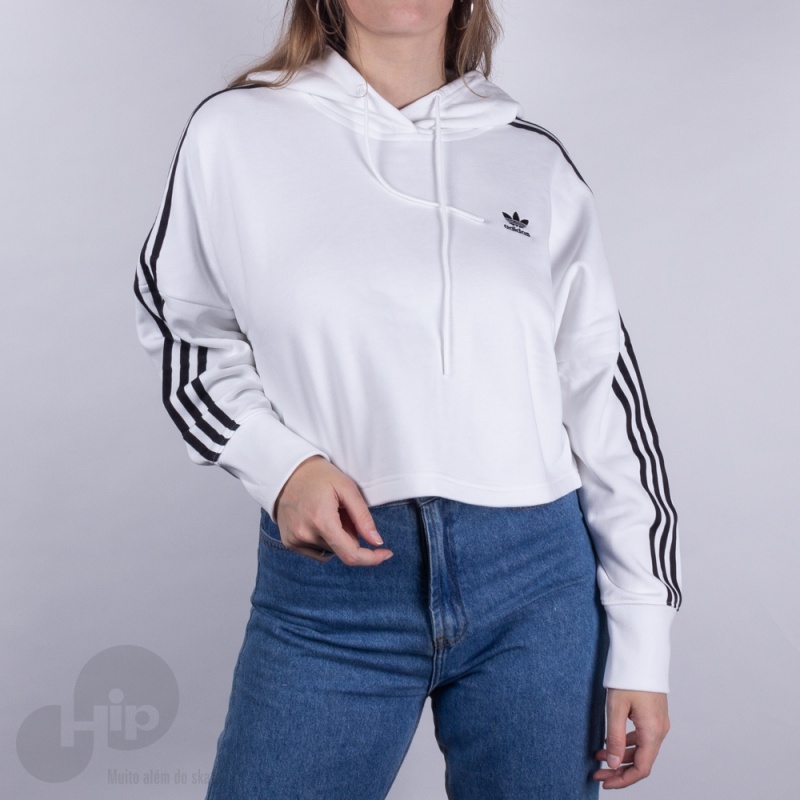 Moletom Cropped Adidas Ed7555 Branco