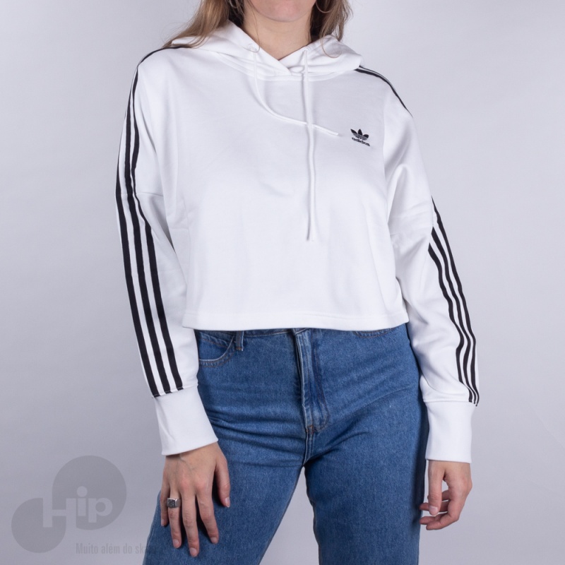 Moletom Cropped Adidas Ed7555 Branco