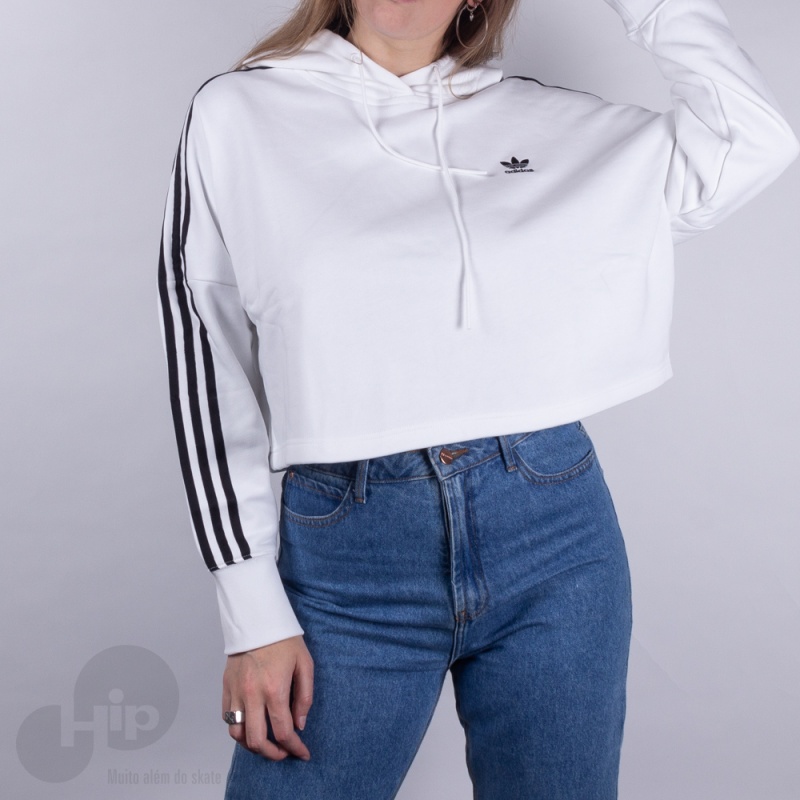 Moletom Cropped Adidas Ed7555 Branco