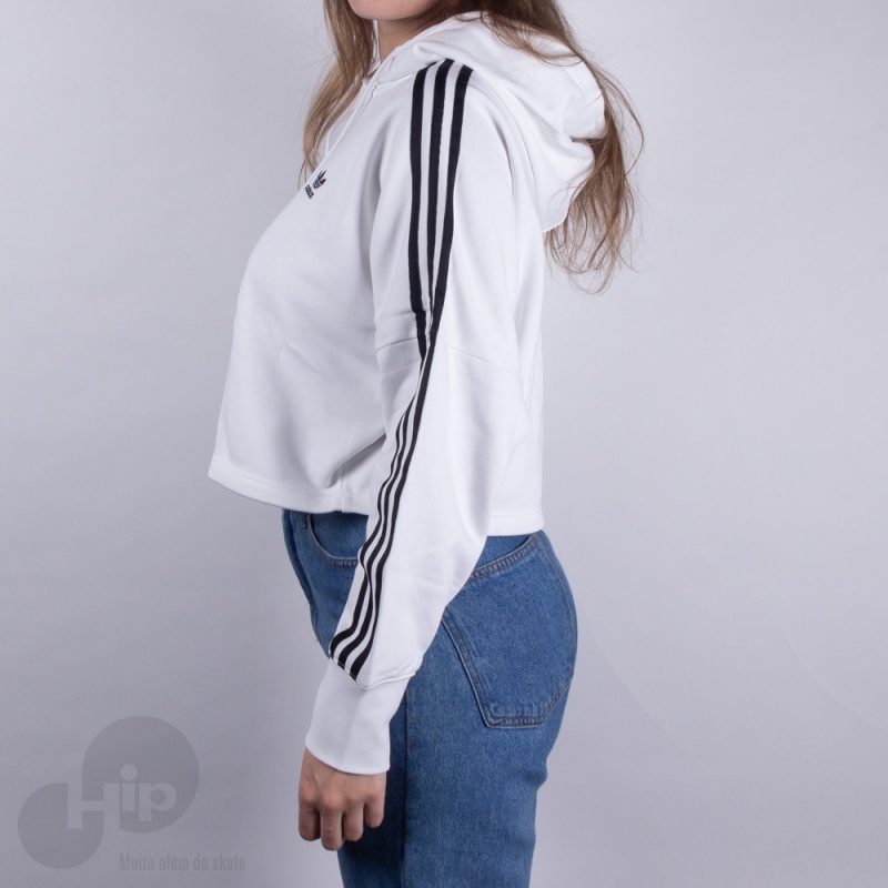 Moletom Cropped Adidas Ed7555 Branco