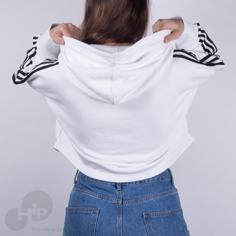 Moletom Cropped Adidas Ed7555 Branco