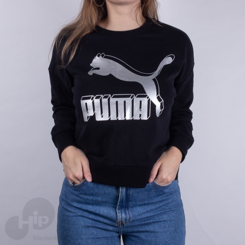 Moletom Puma Classic Logo Metalic Preto