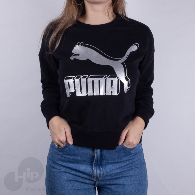 Moletom Puma Classic Logo Metalic Preto
