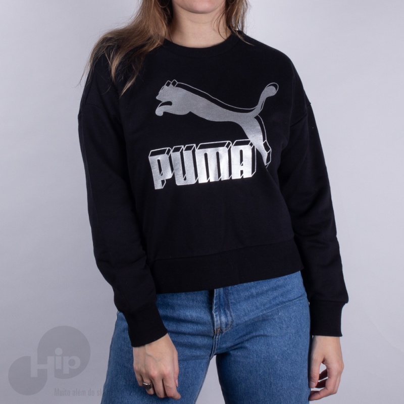 Moletom Puma Classic Logo Metalic Preto