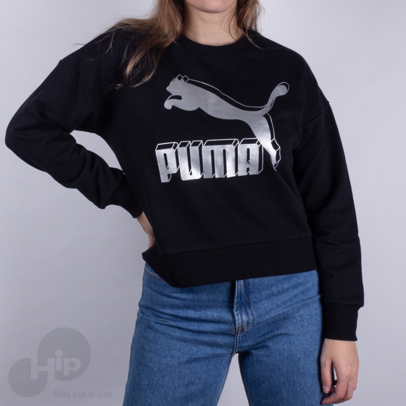 Moletom Puma Classic Logo Metalic Preto