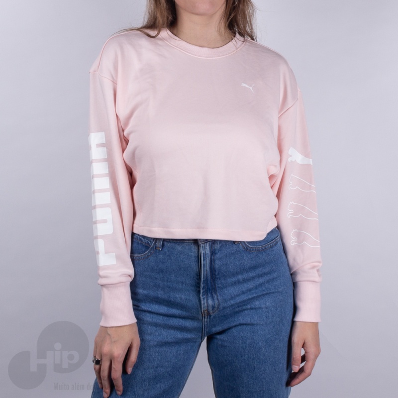 Moletom Puma Rebel Crew Sweat Rosa