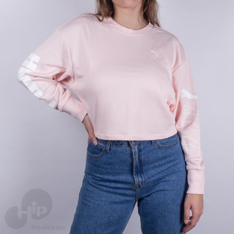 Moletom Puma Rebel Crew Sweat Rosa