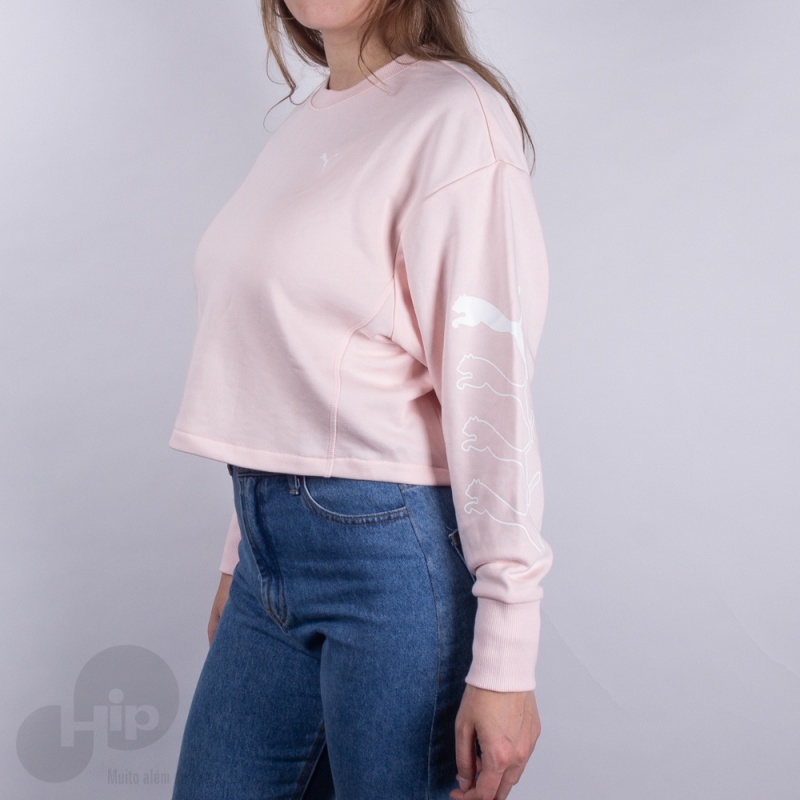 Moletom Puma Rebel Crew Sweat Rosa