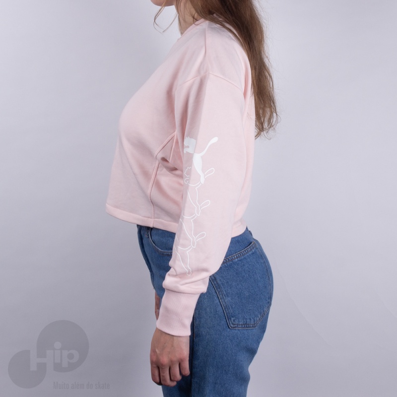 Moletom Puma Rebel Crew Sweat Rosa