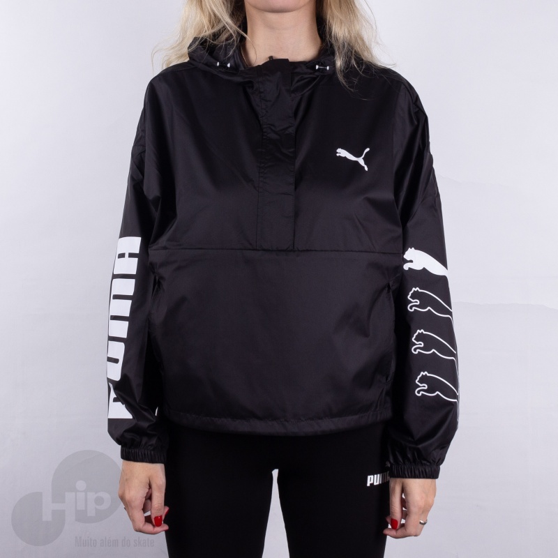 Quebra Vento Puma 1/2 Zip Jacket Preta