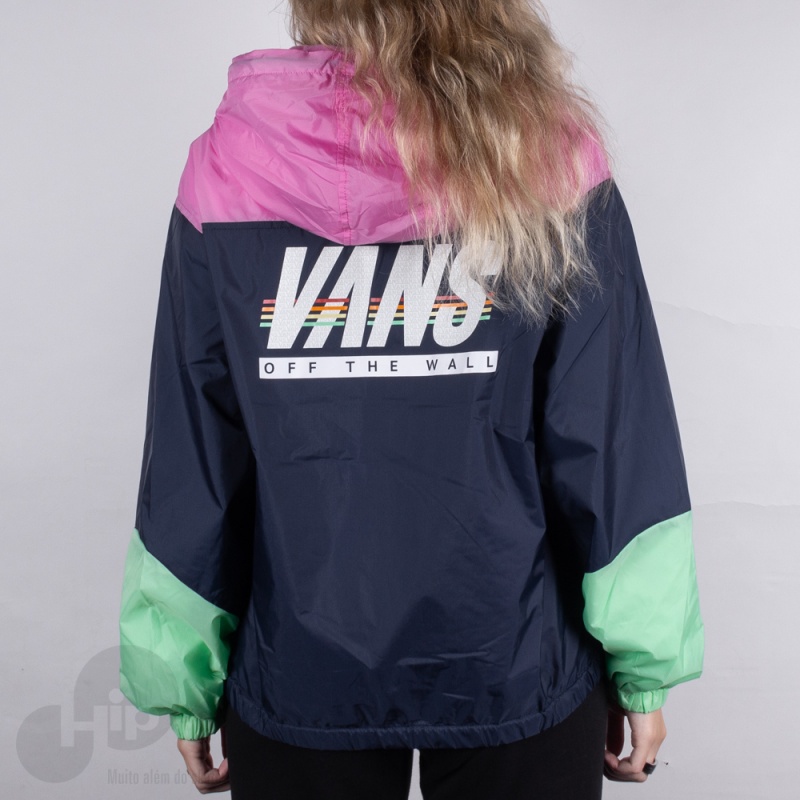 Quebra Vento Vans Sport Stripe Anorak Azul Escuro