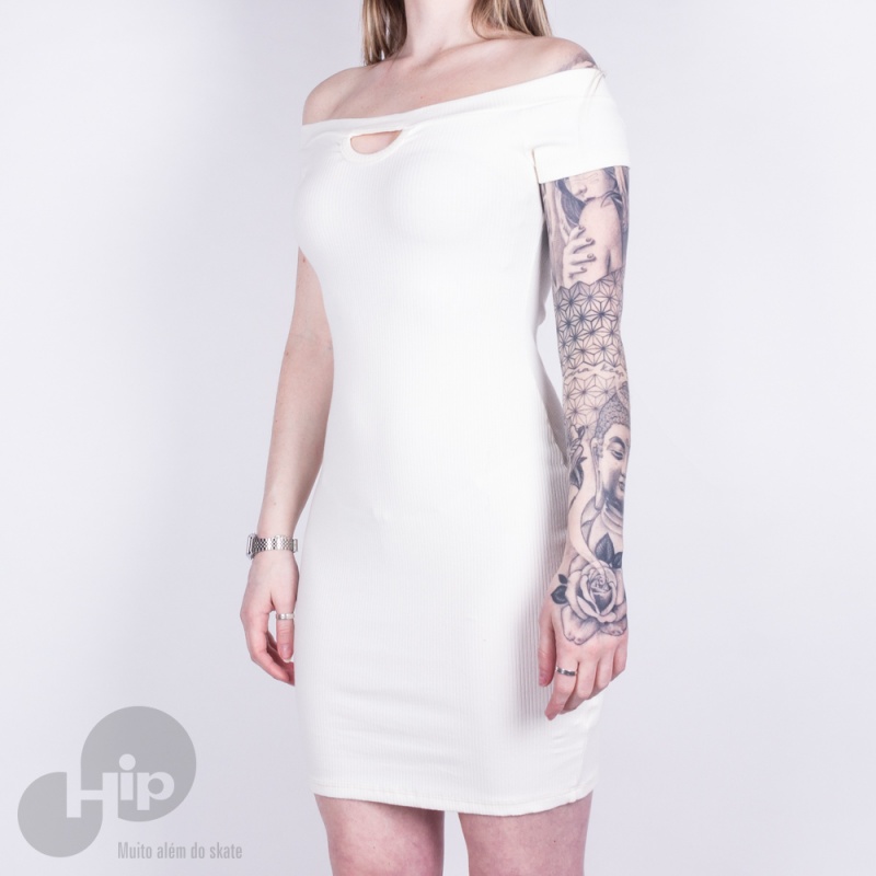 Vestido Riu Kiu Ombro A Ombro Branco