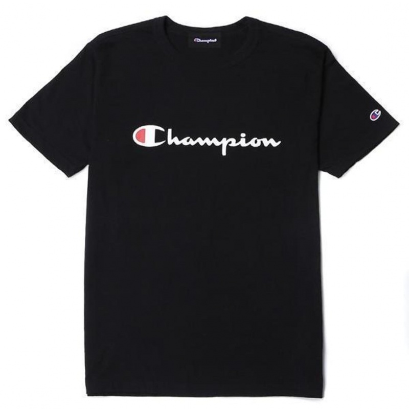 Baby Look Champion Script Logo Ink Preto