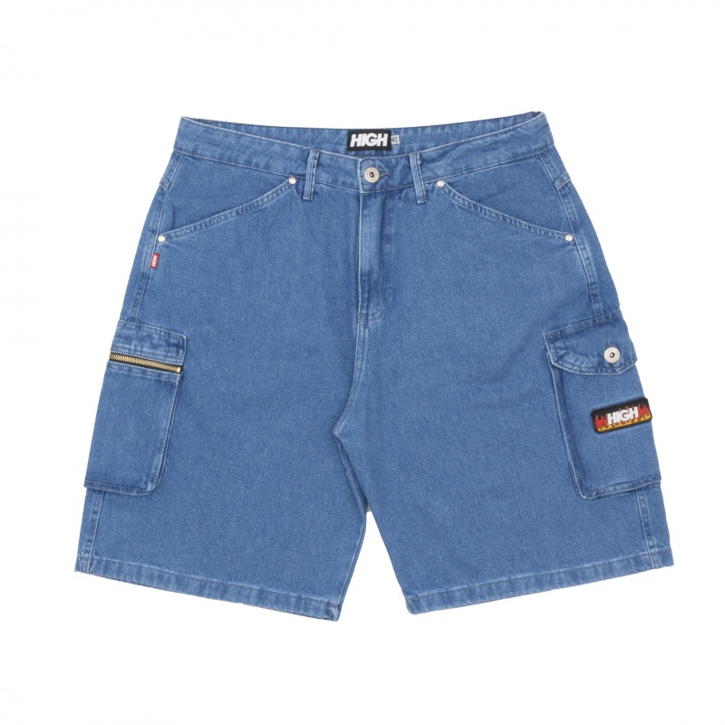 Bermuda High Cargo Jeans Azul
