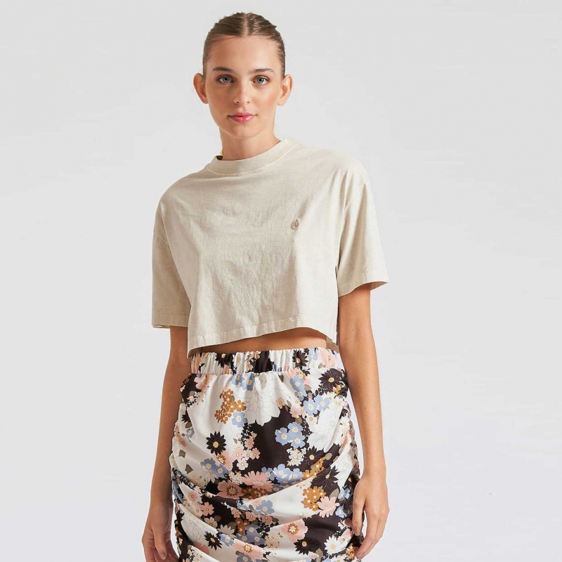 Blusa Volcom Single Stone Cropped Bege