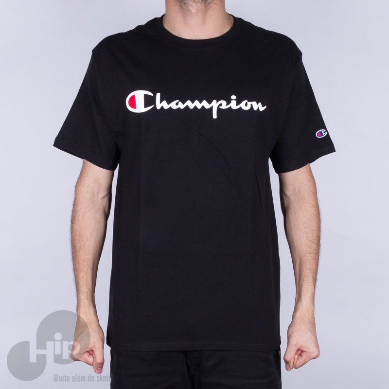 Camiseta Champion Cotton Script Logo Preta