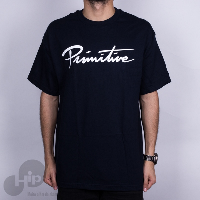 Camiseta Primitive Nuevo Script Azul Escuro