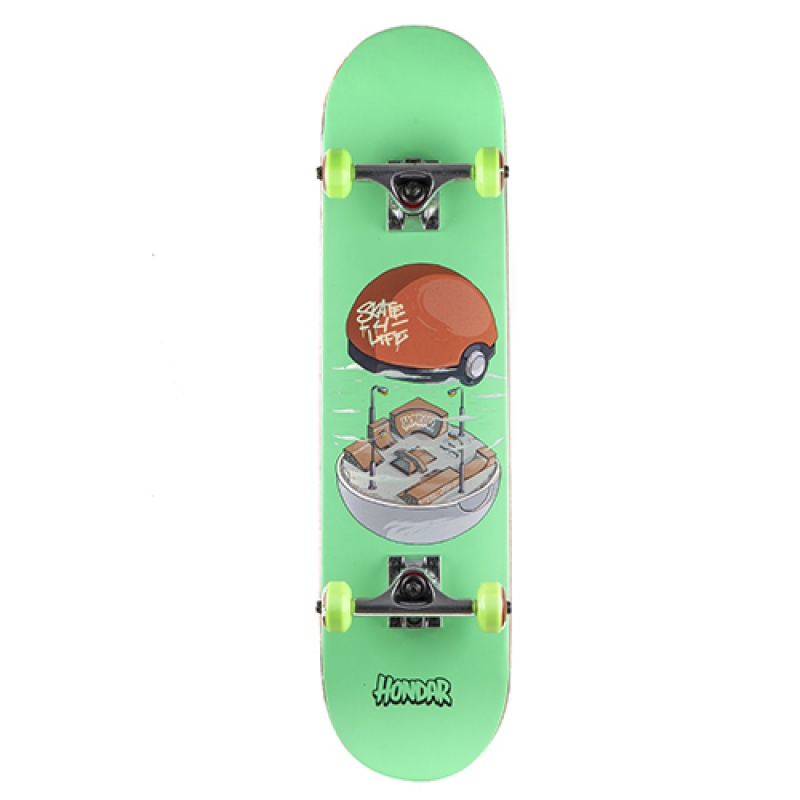 Skate Montado Hondar Hsm-18 Infanto Pokebola Verde