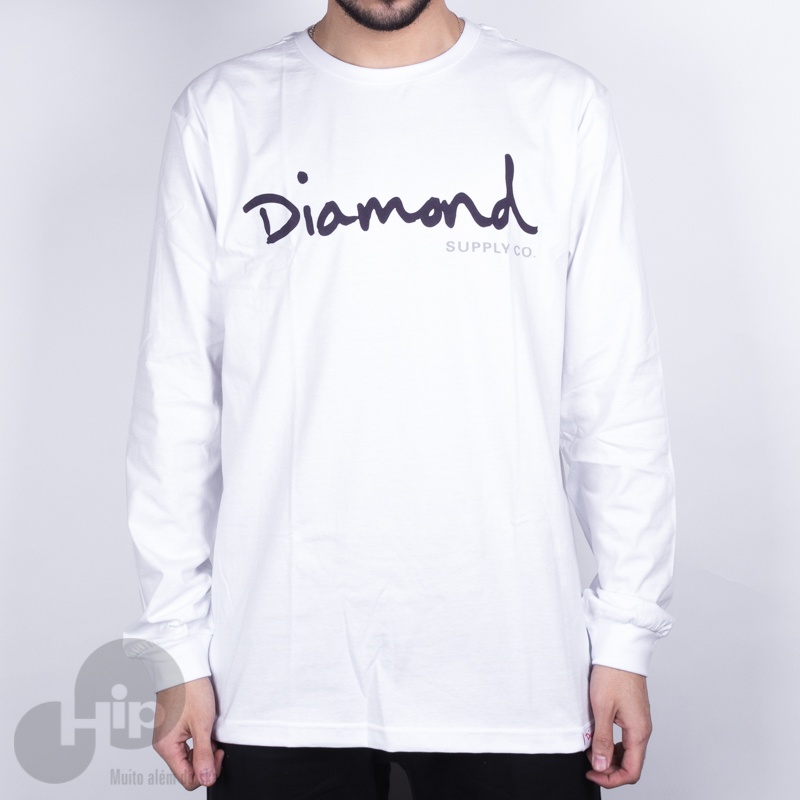 Camiseta Manga Long Diamond Og Script Branca