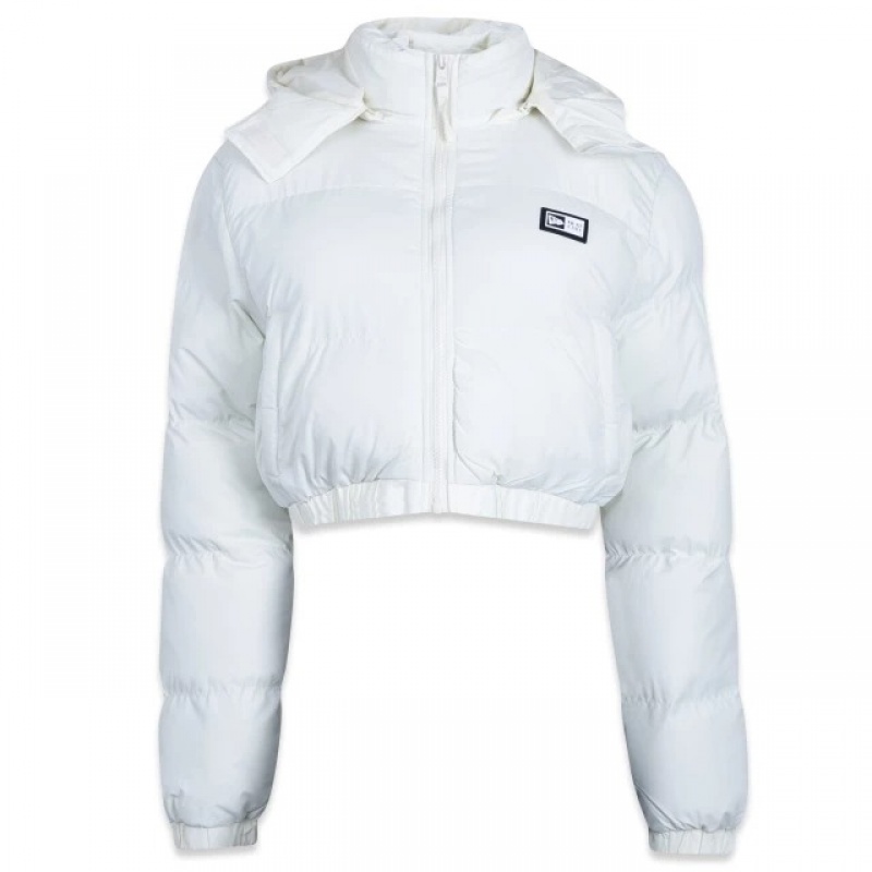 Jaqueta New Era Puffer Bomber Cropped Branco