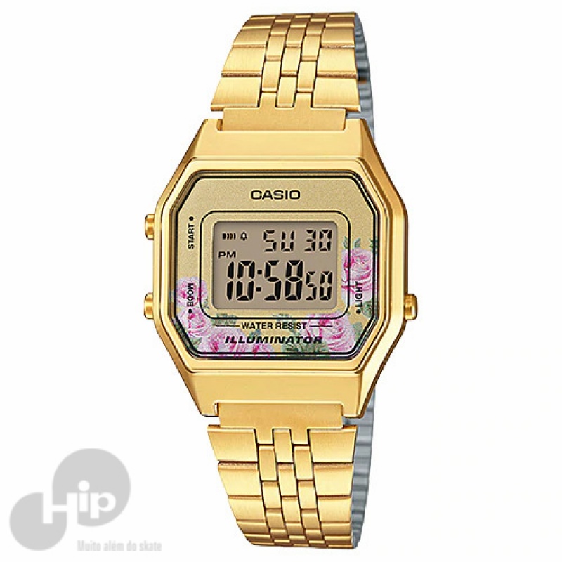 Relgio Casio La680wga-4cdf Dourado Florido