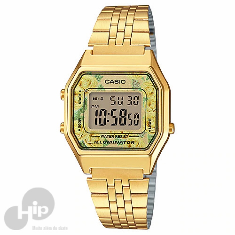 Relgio Casio La680wga-9cdf Dourado Florido