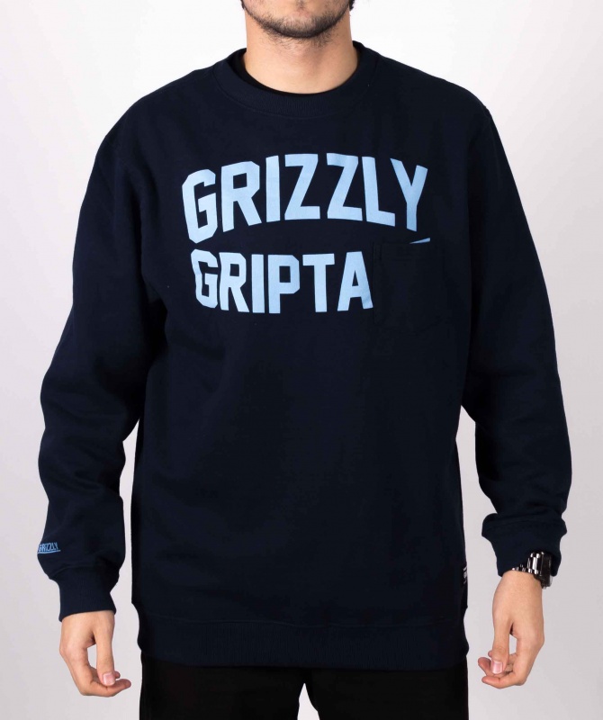 Moletom Grizzly Oval Pocket Crewneck Azul Marinho