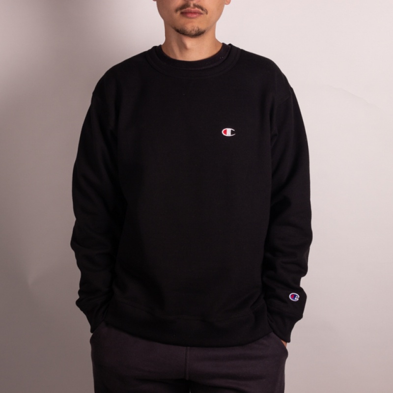 Moletom Crewneck Champion C Logo Embroidery Preto