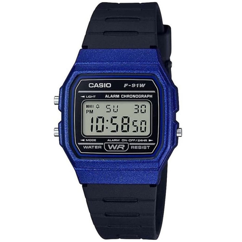 Relgio Casio F-91WM-2ADF Preto e Azul