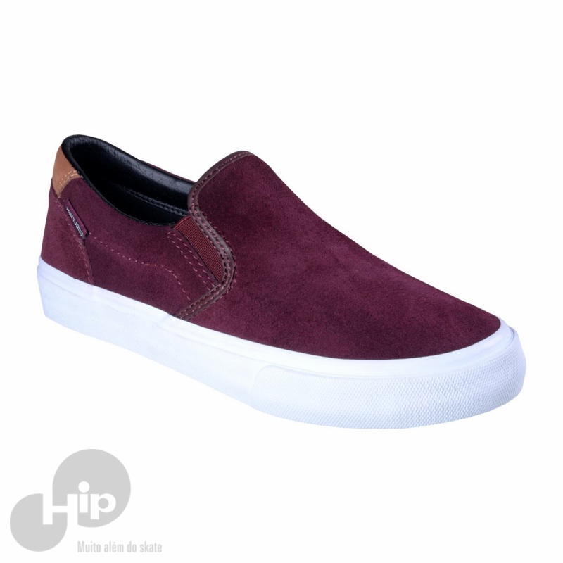 Tnis Mary Jane Slip On Suede Vinho