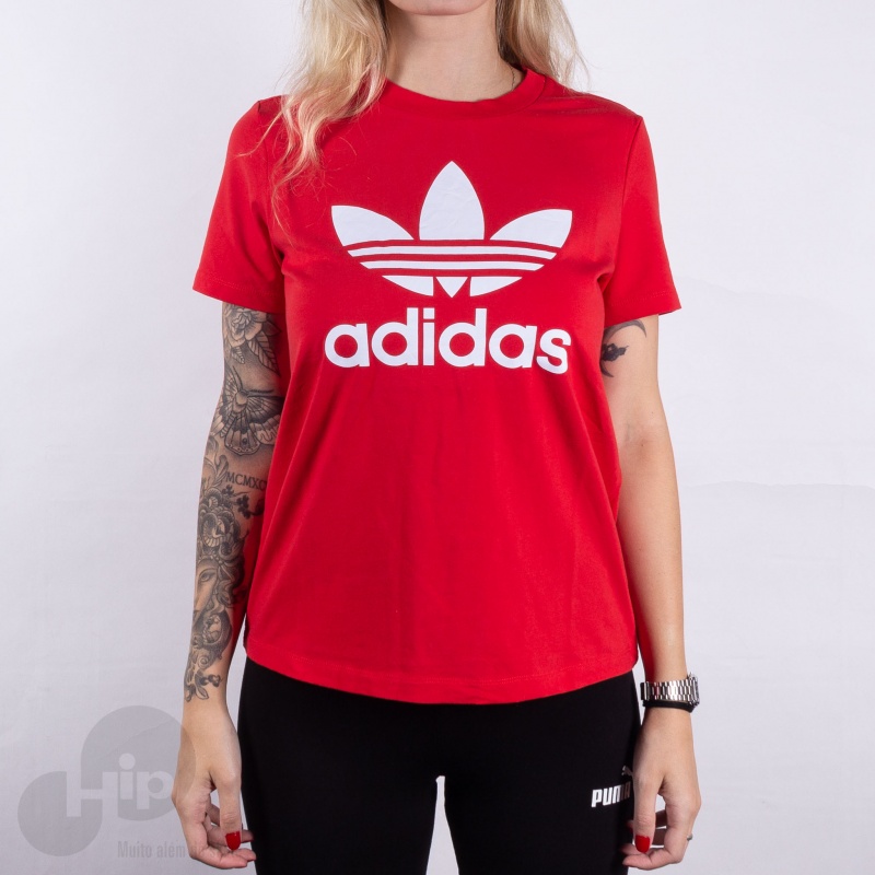 Baby Look Adidas Fm3302 Vermelha