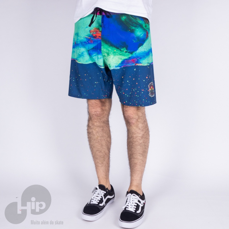 Bermuda Rvca Fletcher Trunk Azul Escuro