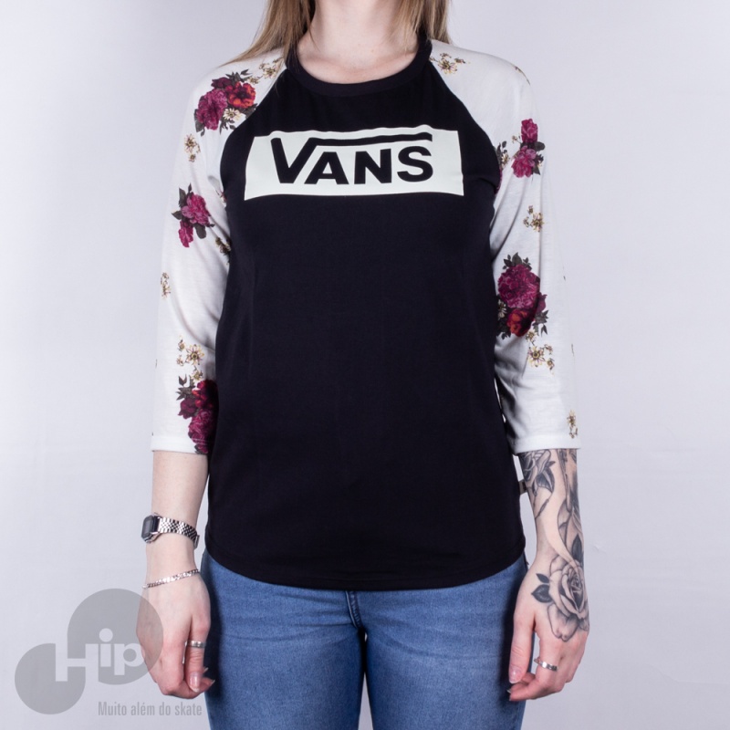 Blusa 3/4 Vans Botanical Tangle Preta