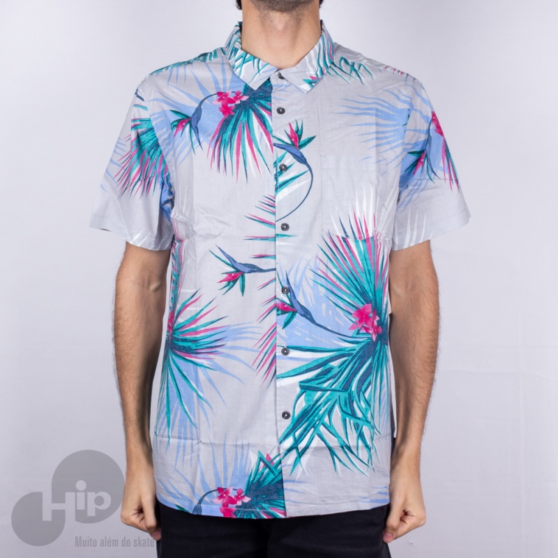 Camisa Billabong Sundays Floral Cinza Claro