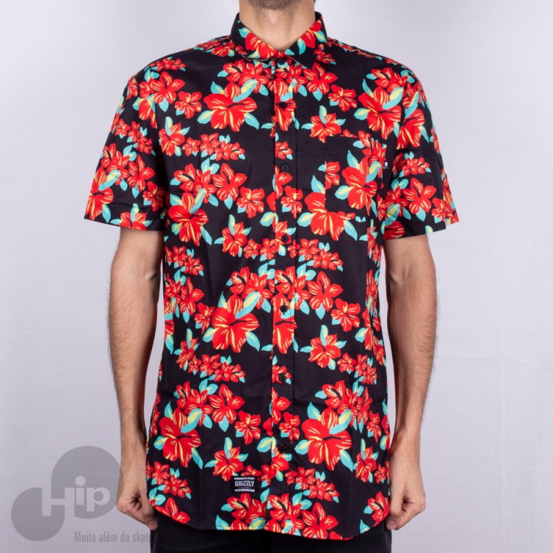 Camisa Grizzly Button-Up Preta