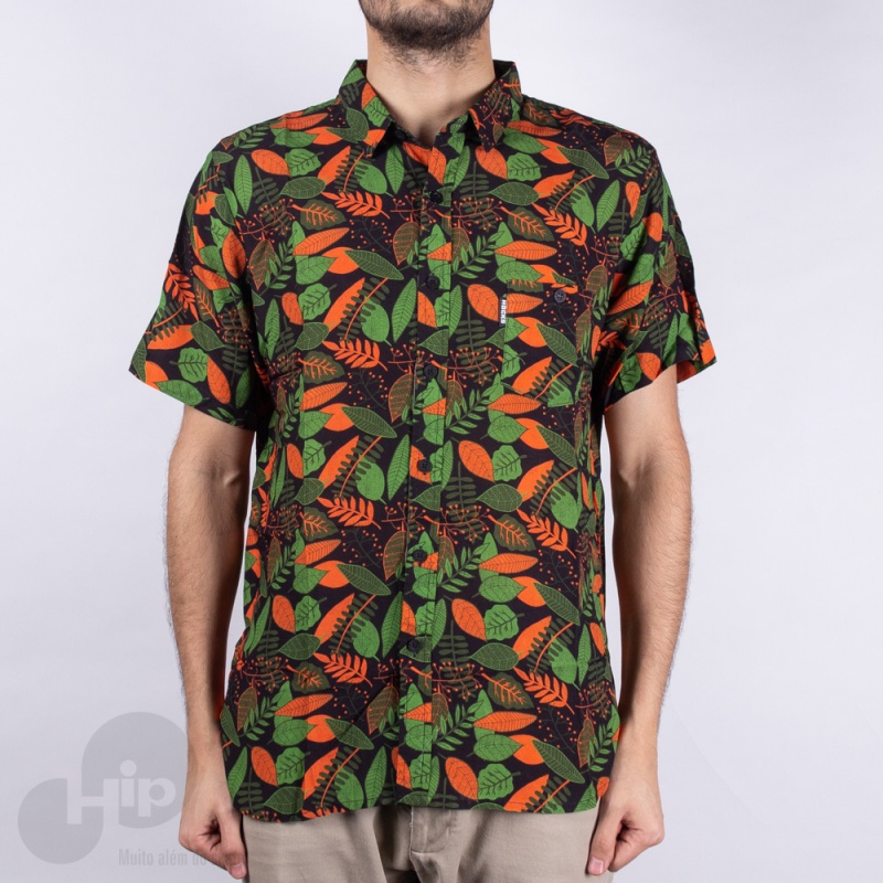 Camisa Hocks Folharada Preto