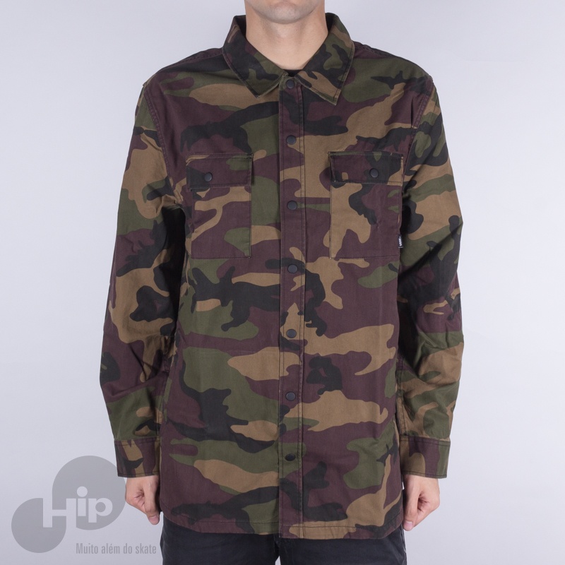 Camisa Vans Cutler Oversized Camuflado Verde