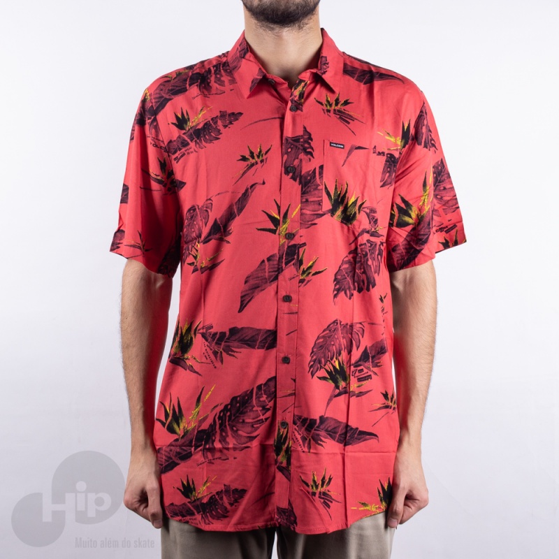 Camisa Volcom Floral Erupter Vermelha