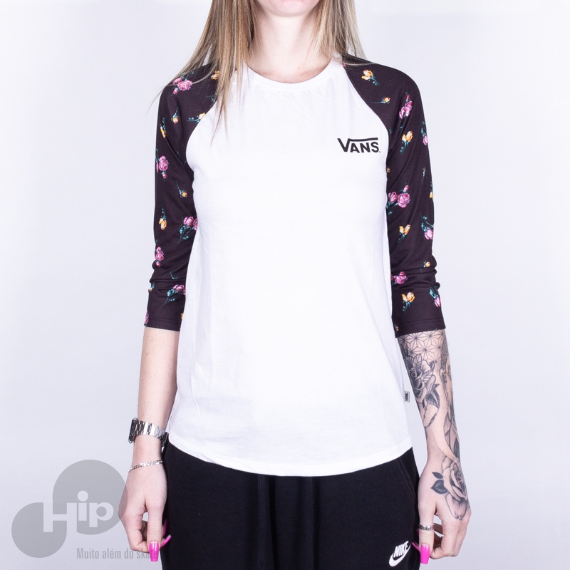 Camiseta 3/4 Vans Santin Floral Branca