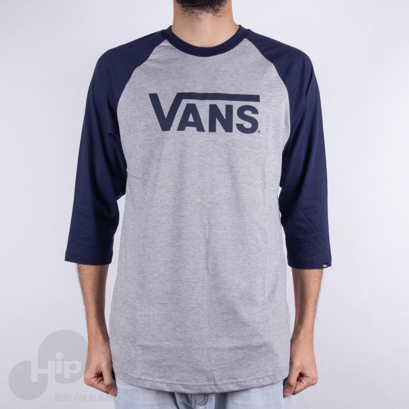 Camiseta 3/4 Vans Classic Raglan Cinza Claro