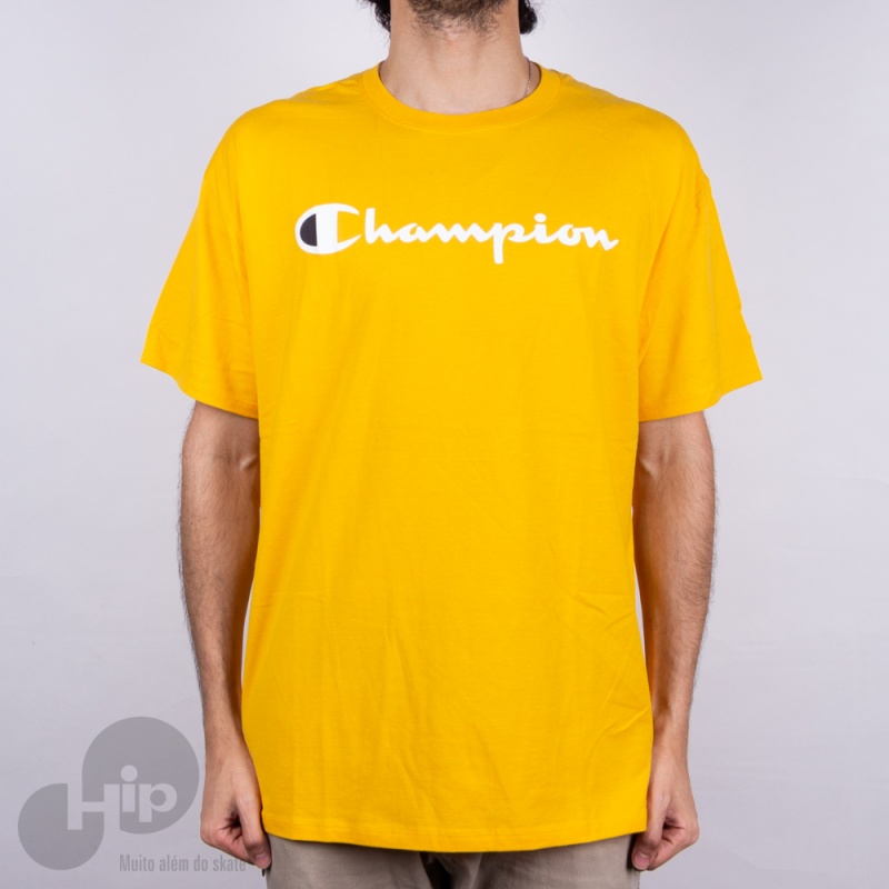 Camiseta Champion Logo Manuscrito Amarela