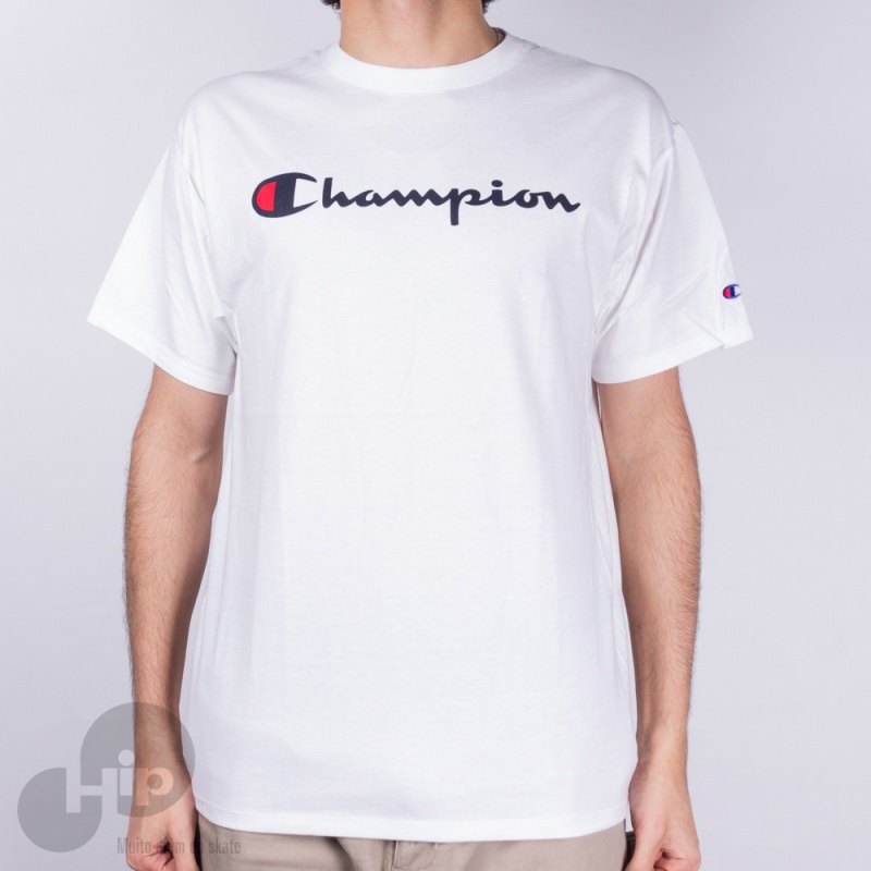 Camiseta Champion Logo Manuscrito Branca