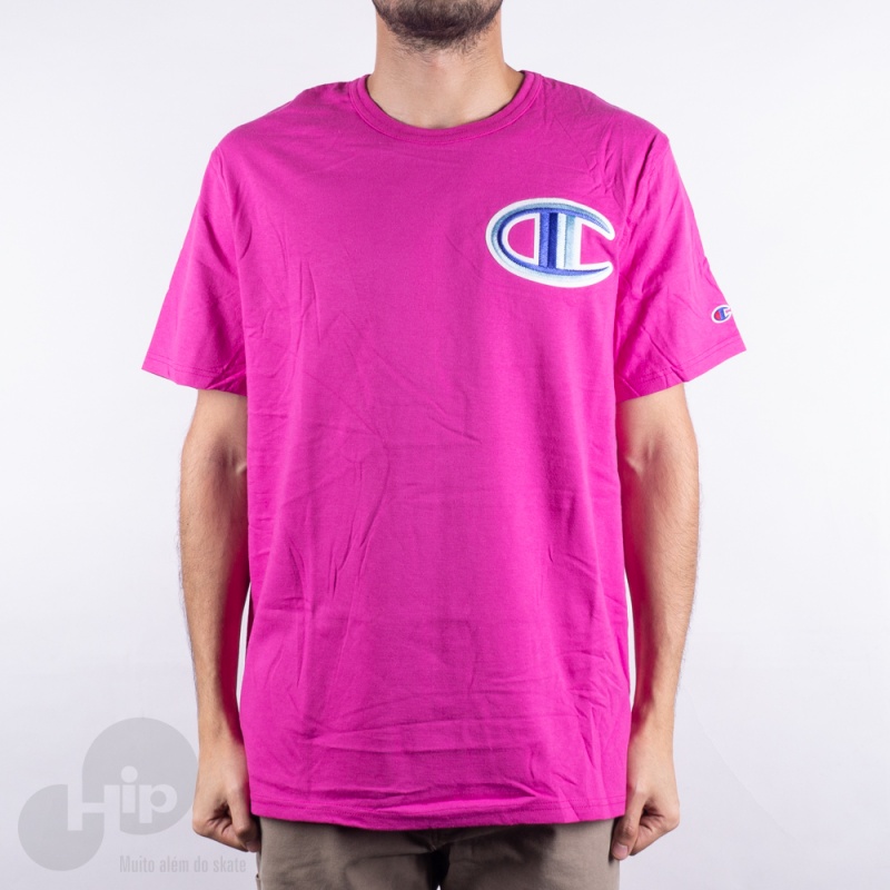 Camiseta Champion Logo Patch Rosa