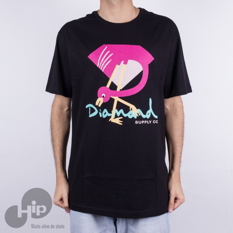 Camiseta Diamond Flamingo Sign Preta