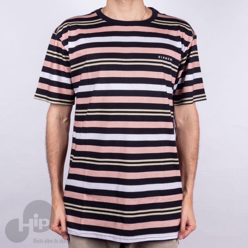 Camiseta Diamond Marquise Striped Preta