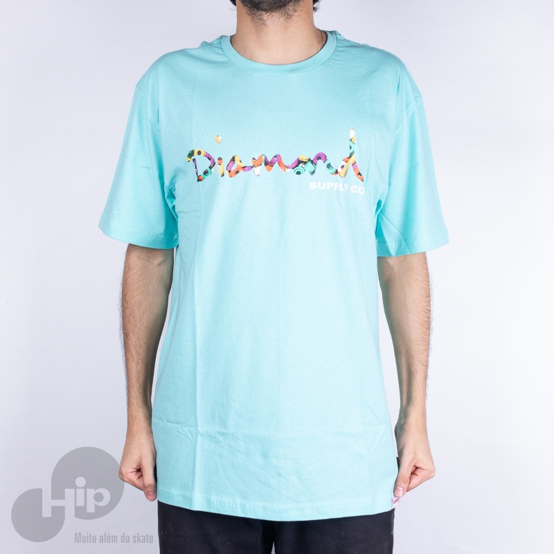 Camiseta Diamond Og Script Fasten Azul Claro