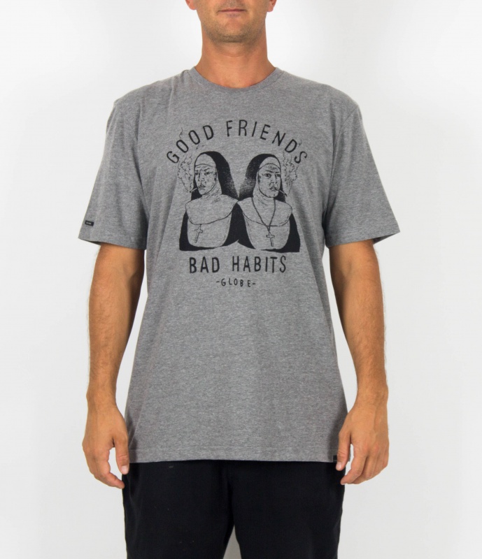 Camiseta Globe Bad Habits Cinza Mescla