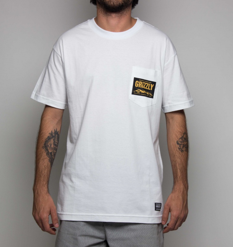 Camiseta Grizzly Dawn Pocket Branca